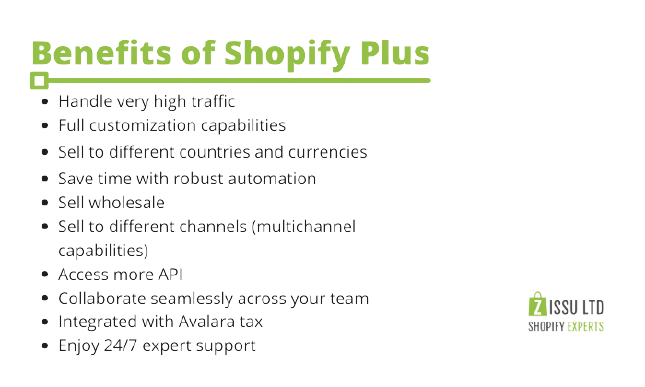 a list of ten benefits of Shopify Plus- what are the benefits of Shopify Plus