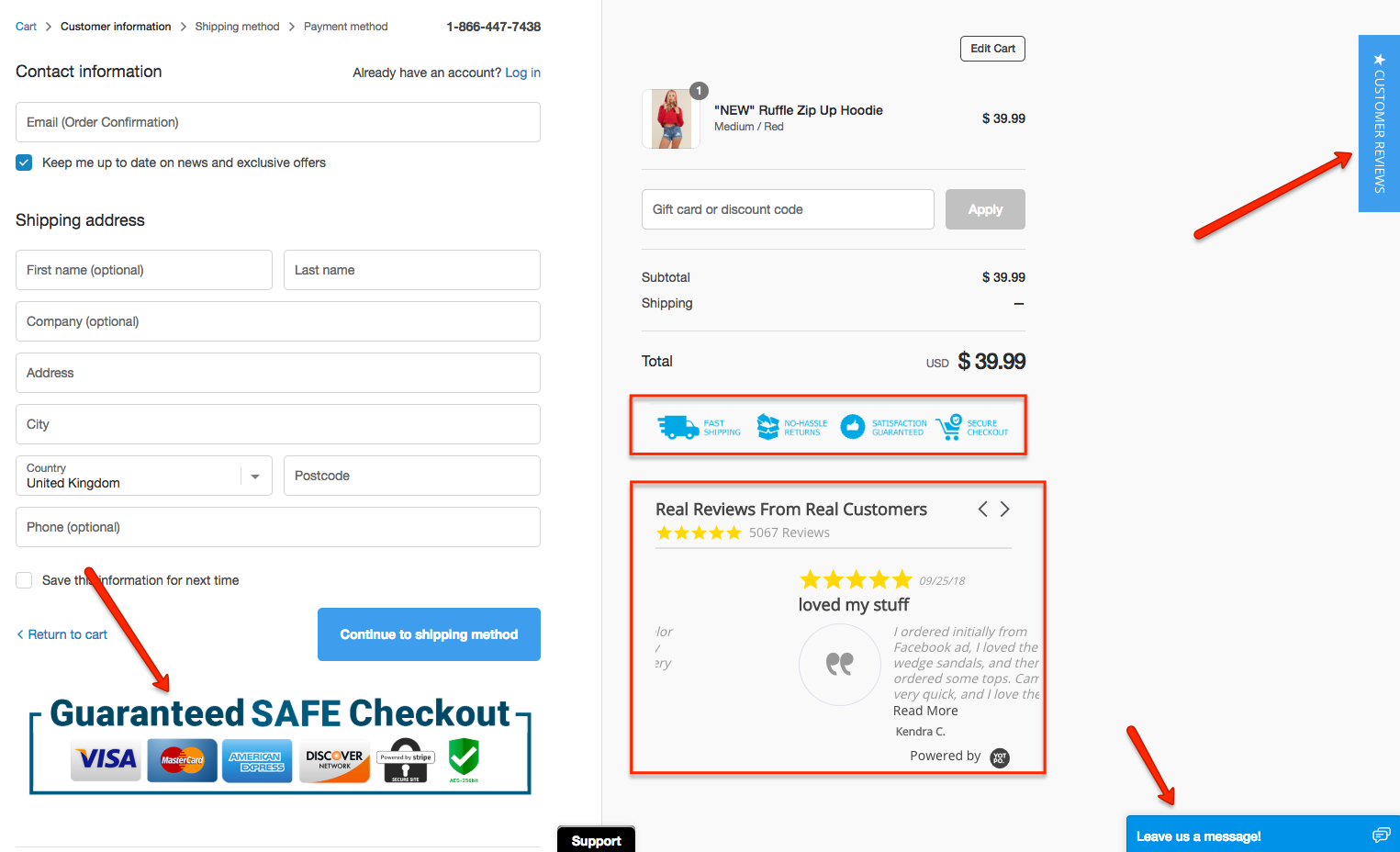 Screenshot of a Shopify Plus checkout page - Shopify Plus benefits