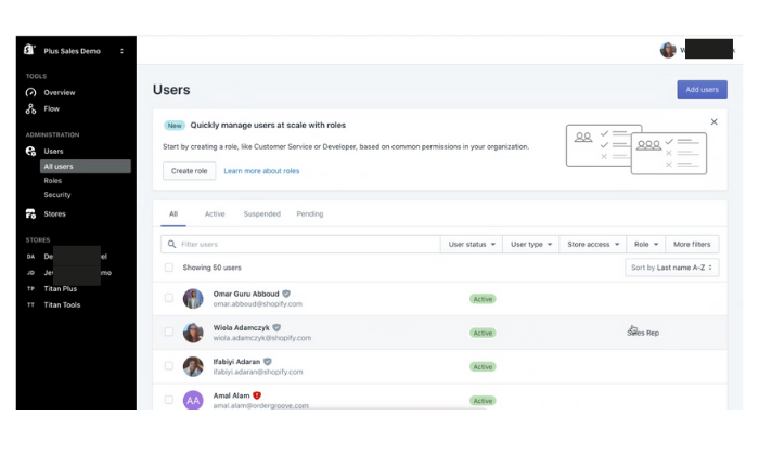 adding and managing users on Shopify Plus- Shopify Plus Benefits